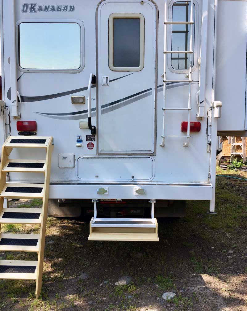 Two Different Stairs For Okanagan Camper