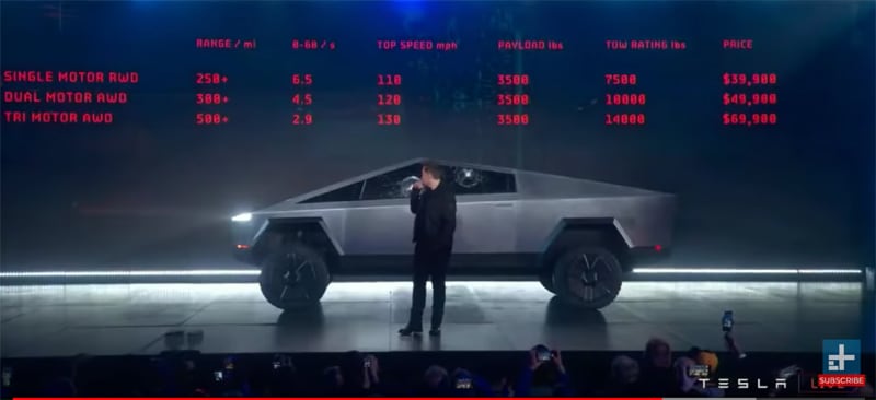 Tesla Cybertruck Stats And Specifications