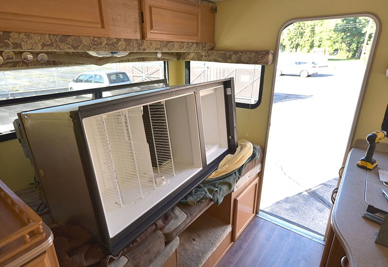 Dometic Refrigerator Install Laying In Dinette