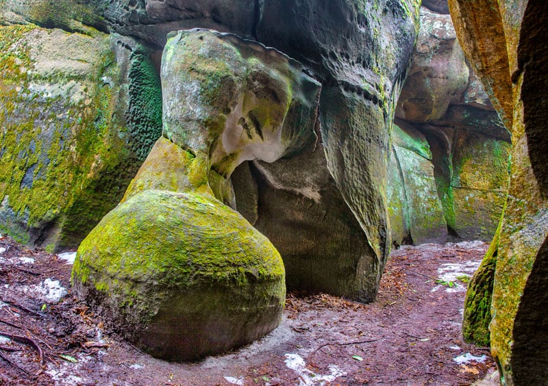 Moss Covered Rocks Inside The Great Channels