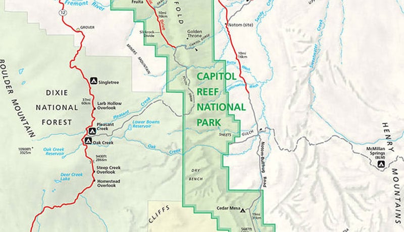 Capitol Reef Park Map Featured Image