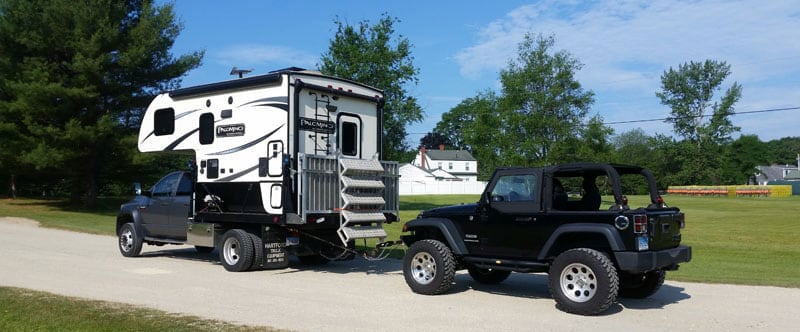 Aluminum Deck Folded Up While Towing