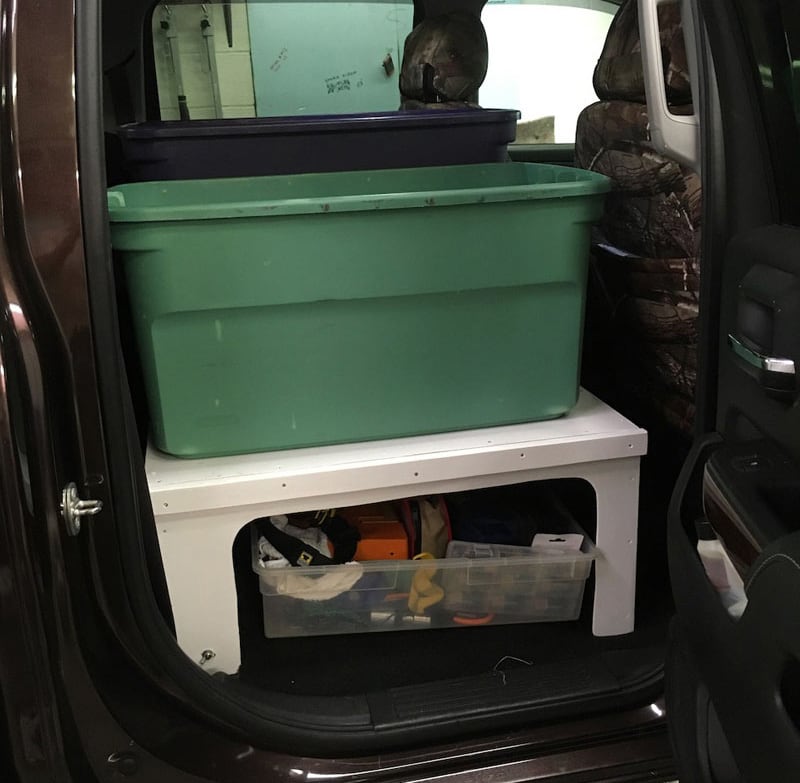 Back Seat Platform For Organized Totes