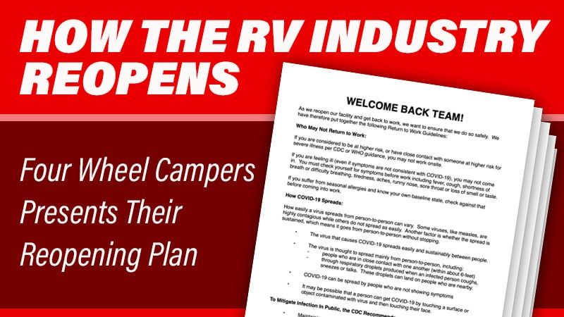 Four Wheel Campers Coronavirus ReOpening Plan