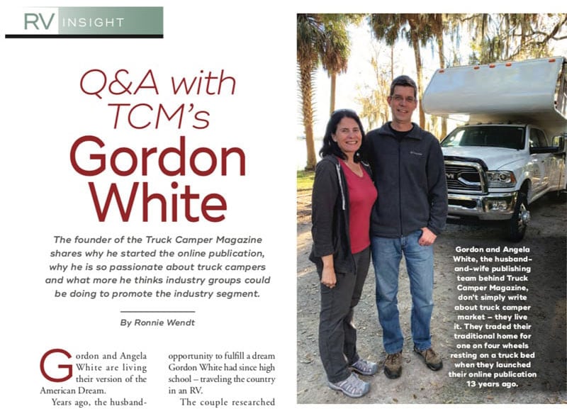 Truck Camper Magazine Gordon White In RV Pro