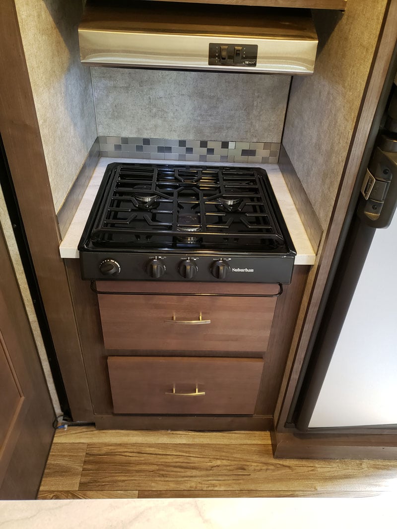 Suburban three-burner cooktop and extra drawer