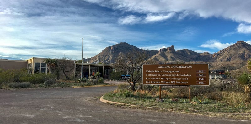 Campground List At Panther Junction In Big Bend