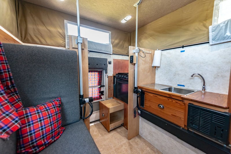 Kitchen Built Into Shell Camper