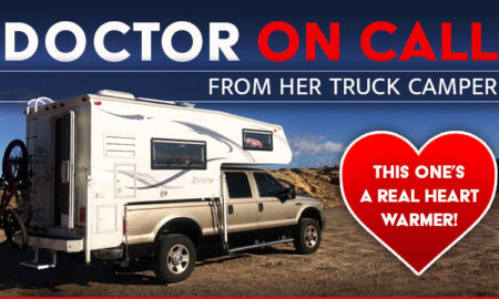 Doctor on call at the hospital with her camper rv