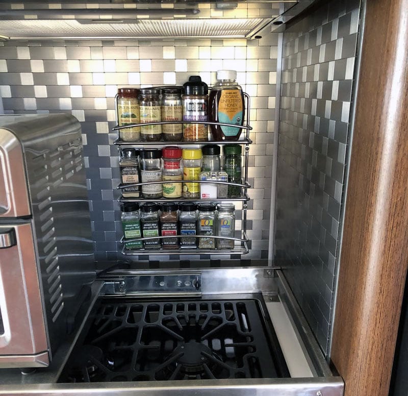 Spice Rack Behind Stove Cirrus Camper