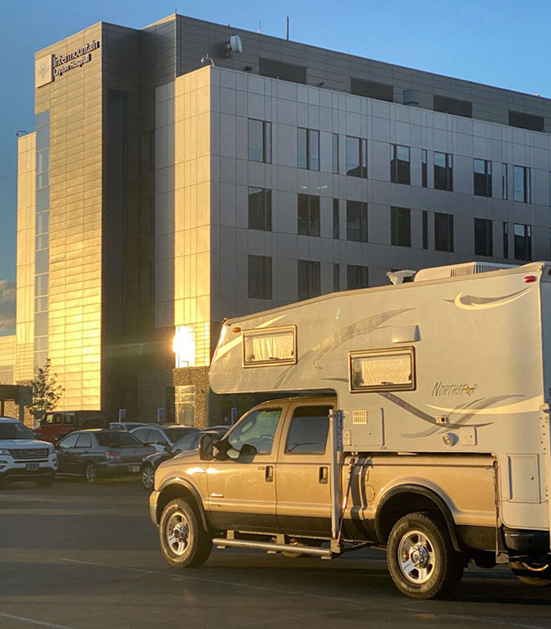 Truck camper at hospital during Covid-19