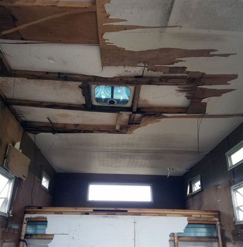 Ceiling Torn Up Camper