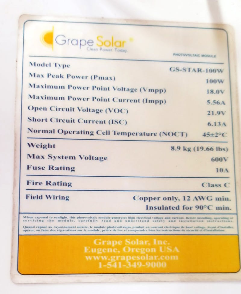 Grape Solar Specifications