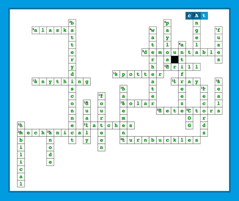 Camper Crossword Solution 1600