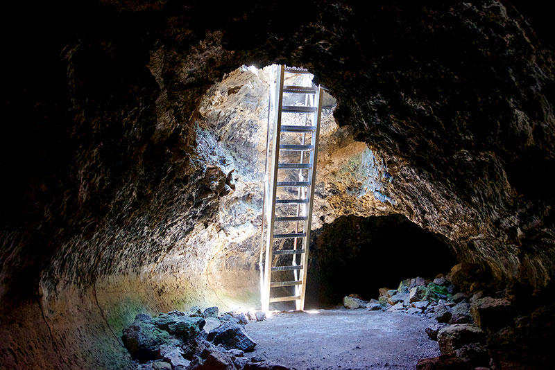 Stairs Into Lava Beds California Cave