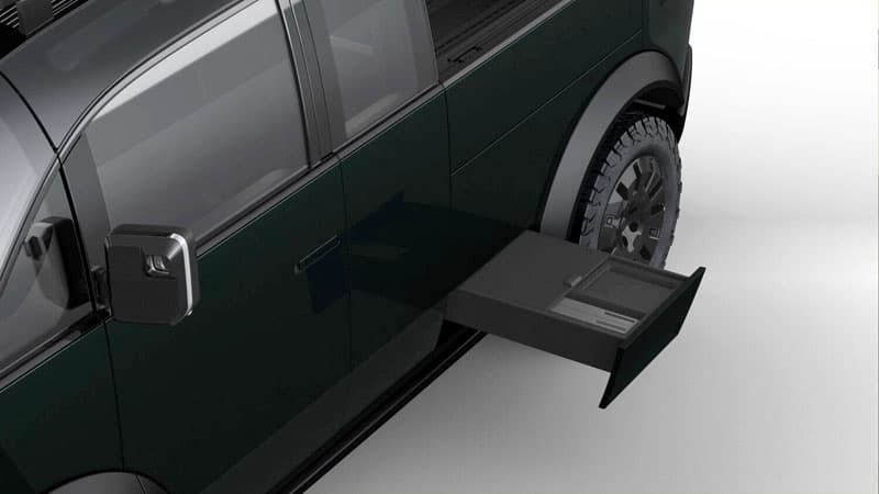 Canoo Pull Out Tray In Truck Bed