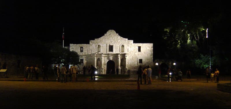 San Antonio Texas Alamo At Night