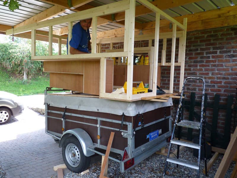 Built The Camper On A Cart So It Could Be Moved Around