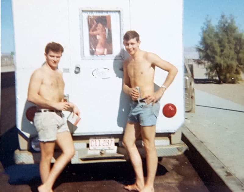 Justin Chatwin, Dad and friend with Truck Camper 1969