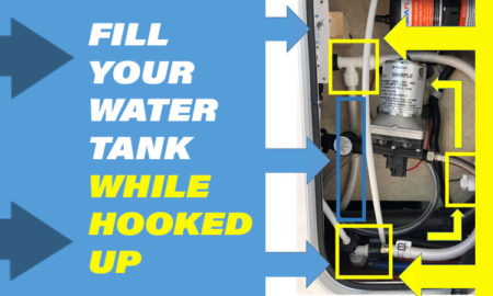 Water tank fill while hooked up