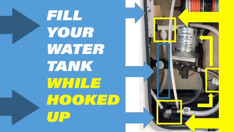 Water tank fill while hooked up