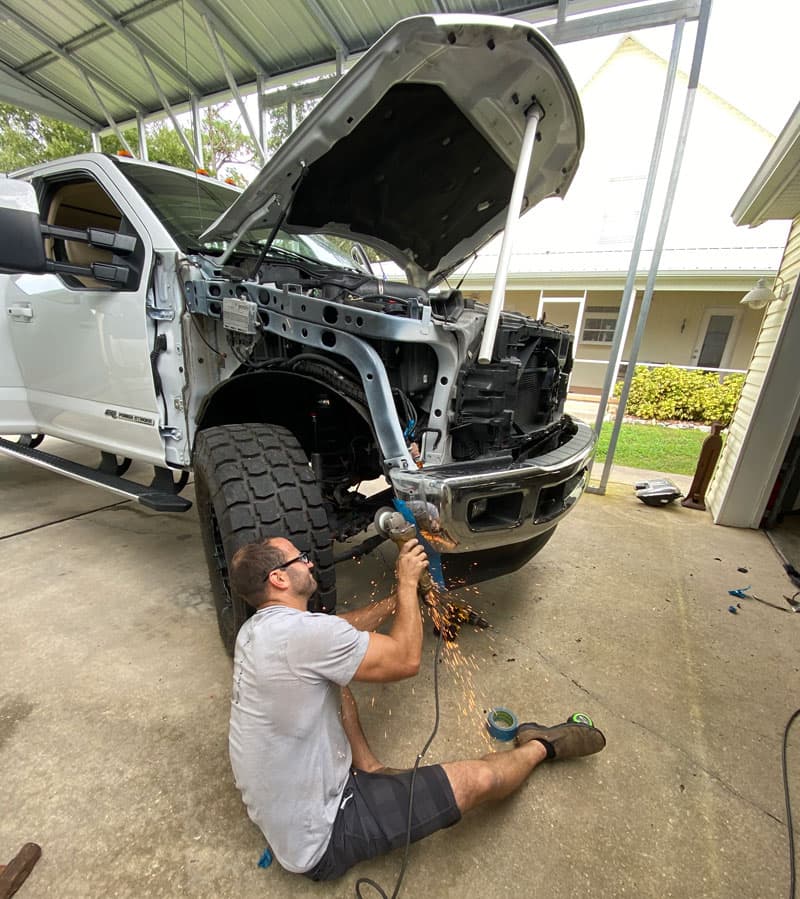 Cutting Of The Bumper To Give The Clearance Needed