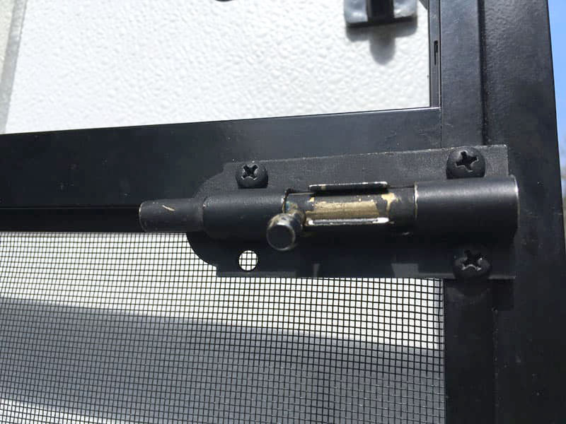 This latch prevents cats and dogs from escaping RVs