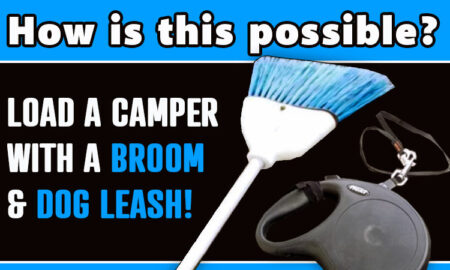 How to load a truck camper with a broom and a dog leash