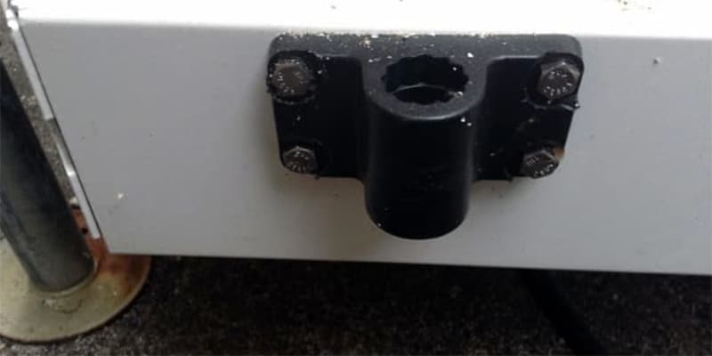 Fishing Pole Holder Mounted On Camper Bumper
