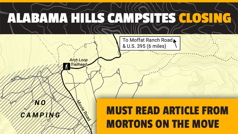 Alabama Hills Campsites Closing