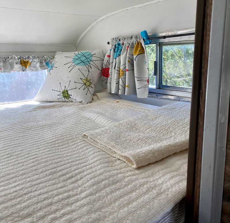 Vintage Camper Restoration Inside Bedroom