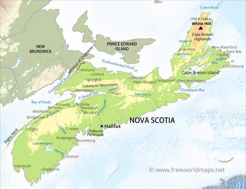 Nova Scotia Map Free World