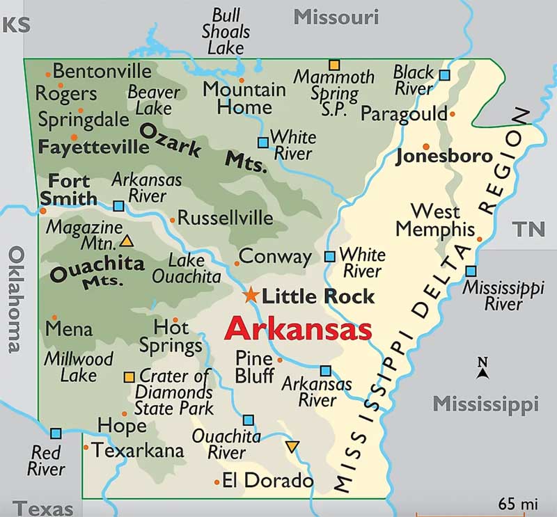 World Atlas Arkansas map