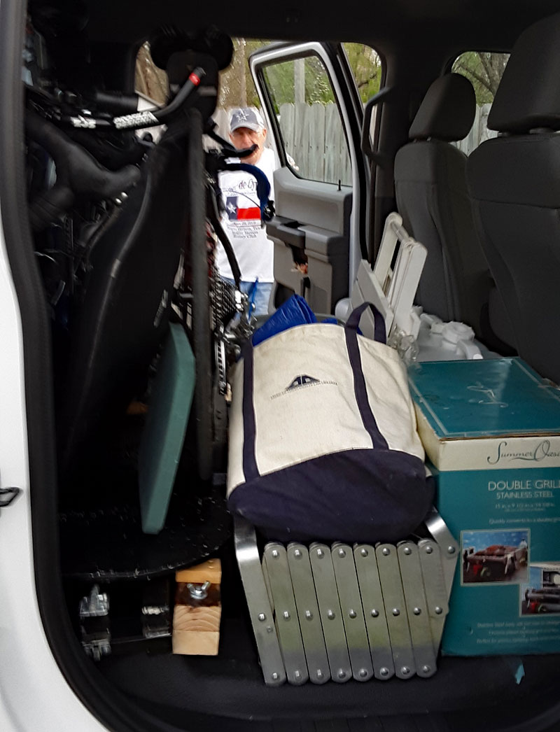 Back Seat Truck Packed Biking Trip