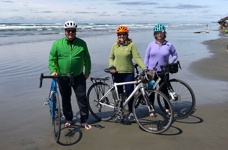 Dipping Tires In Pacific before cross country bike ride