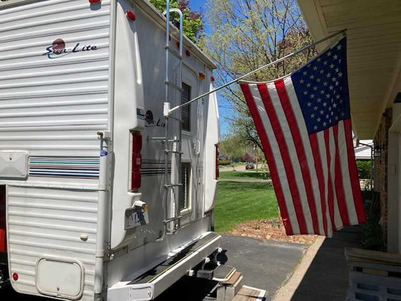 American Flag Pole Camper