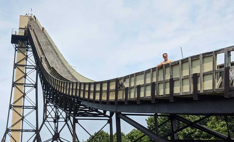 Glenn Climbing Down A 360 Ft High Ski Jump Near Ironwood MI