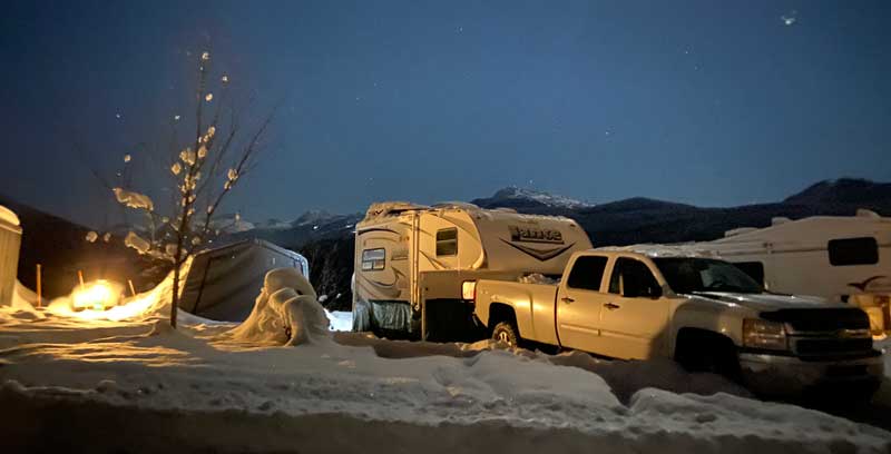 Winter Setup At An Rv Park In Whistler BC 