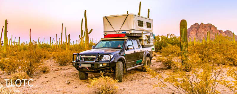 Arizona Desert with a Four Wheel Camper