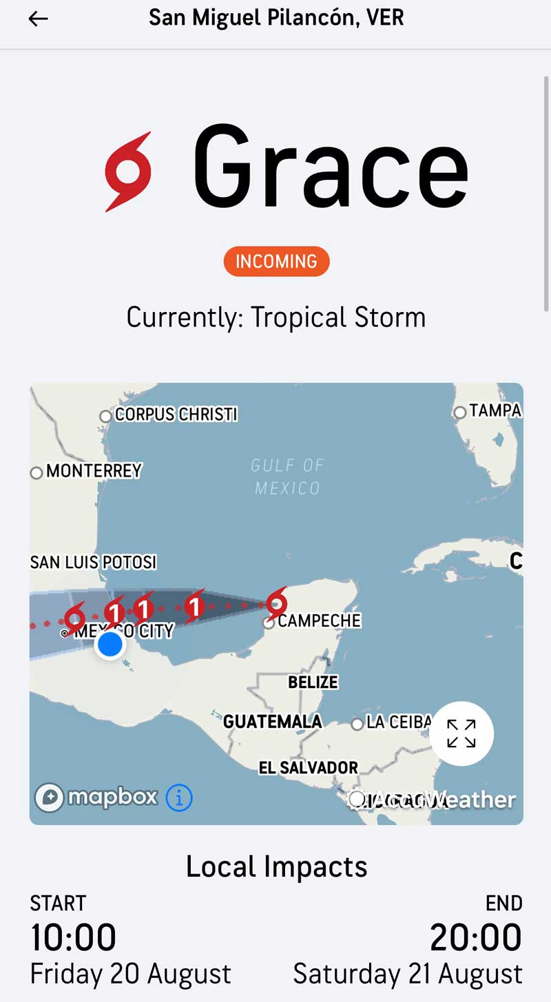 Hurricane Grace Through Mexico