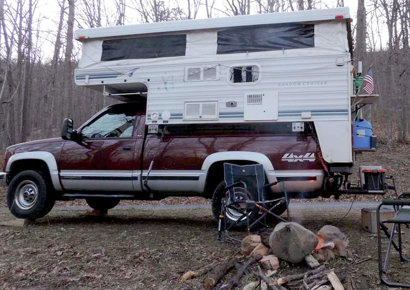 Under The Cabover Camp Chair Storage After