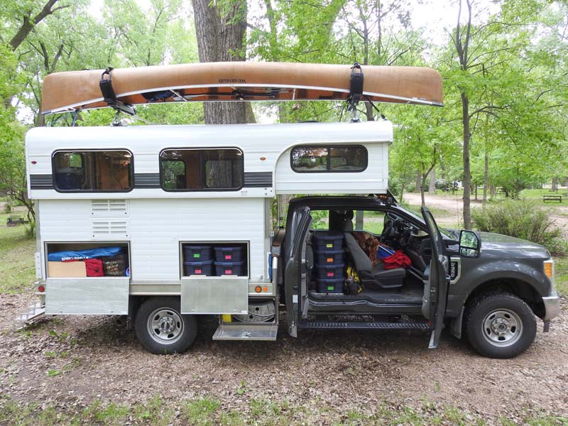 Camper showing storage, Johnson Lake SRA, NE