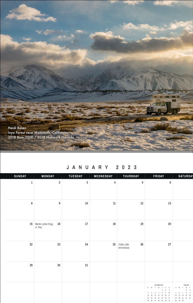 2023 TCM Calendar 1 January