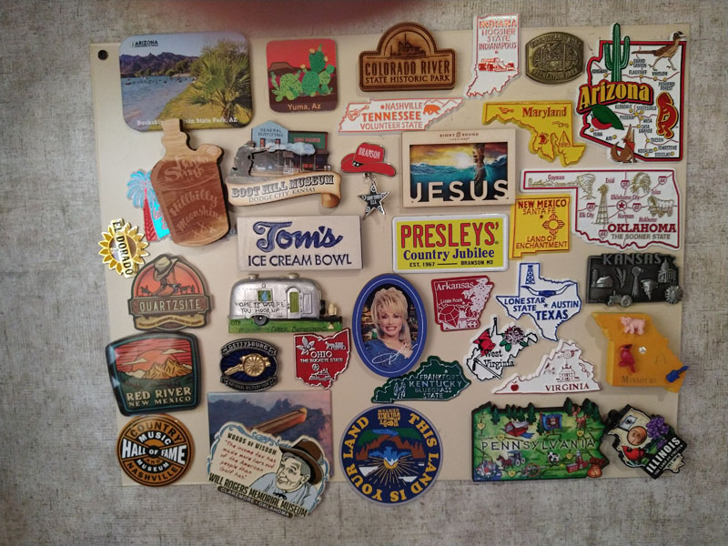 Magnet Board In Camper Close Up