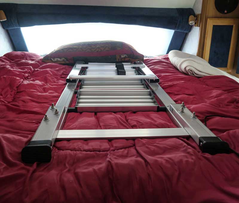 Truck Camper Ladder Steps In Stow Position On Bed