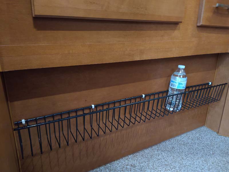 Water Bottle Basket Shelf in camper