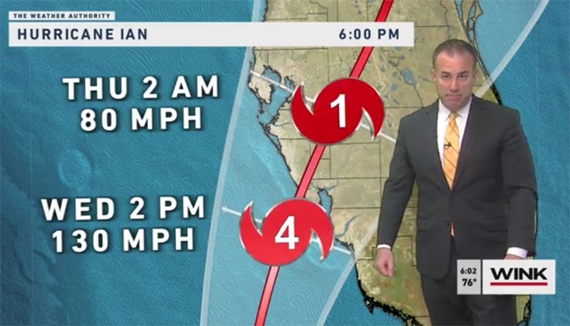 Hurricane Ian Track Night Before WINK News