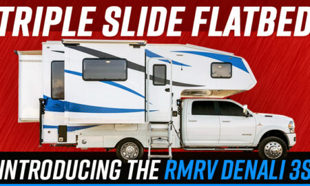 Rugged Mountain RV Denali 3S Triple Slide Flatbed Truck Camper