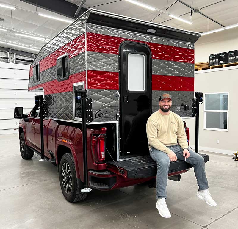 Matt Ioannidis On Tailgate At Capri Camper Factory