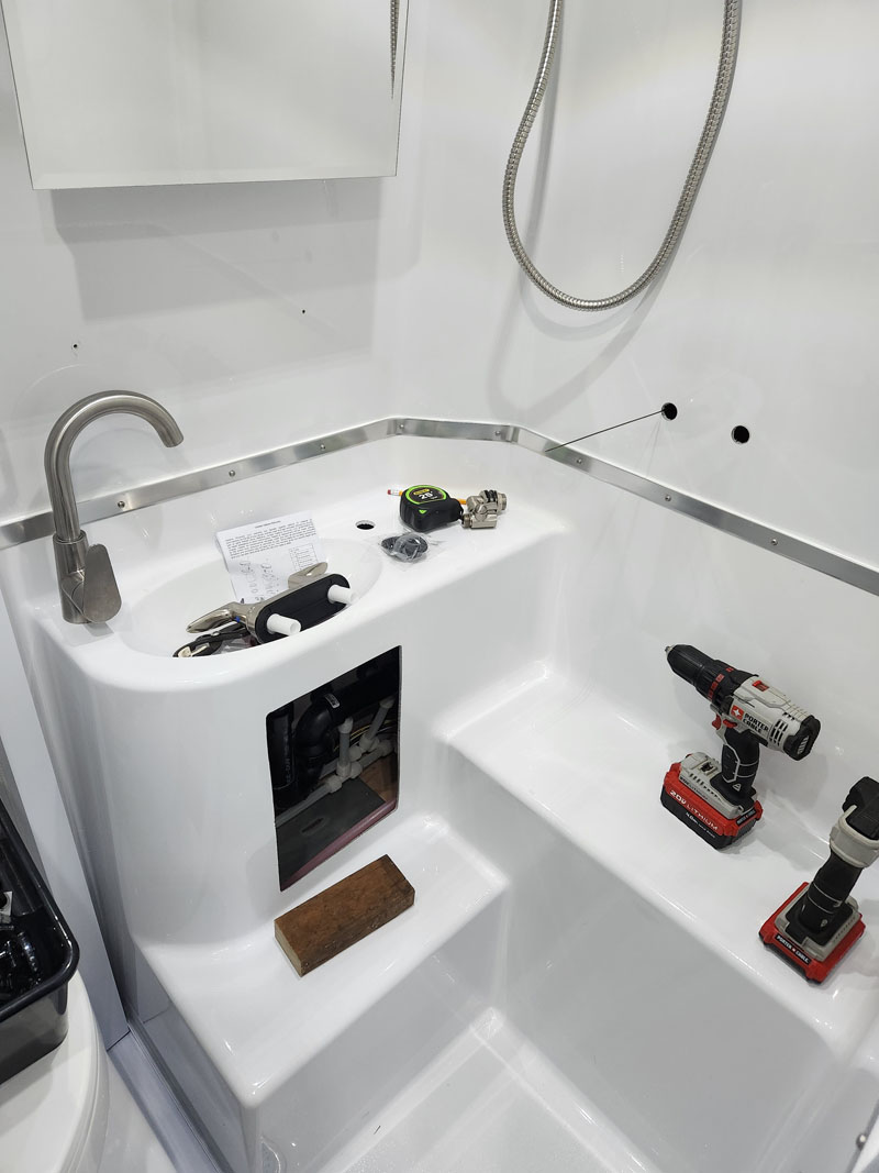 Bathroom 4 Locating Shower Valve Placement Through Dinette Seat Wall With Drill Bit